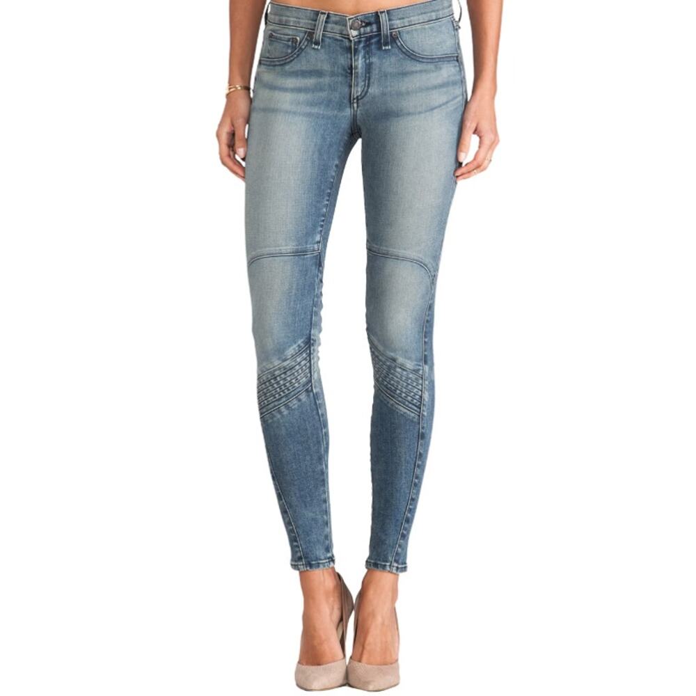 Rag & Bone Samurai Cardiff Moto Jegging Skinny Jean Medium Wash for INTERMIX